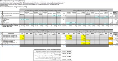 Tabela - bilans energetyczny przedsiębiorstwa